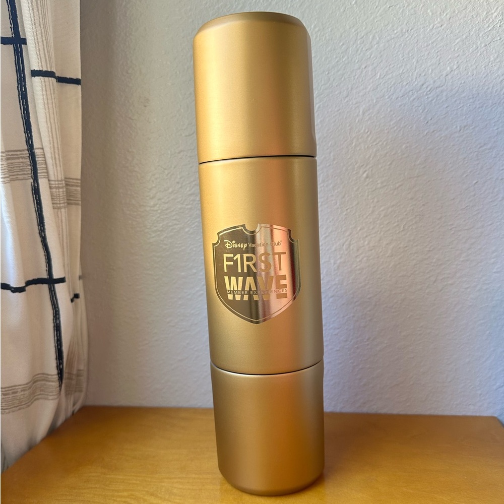 NEW Disney Vacation Club First Wave Sailing Gold Corkcicle Thermos Bottle